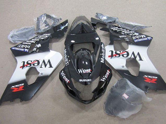 2004-2005 Glossy Black White West Mobil Suzuki GSXR 750 Motorcycle Fairings Australia
