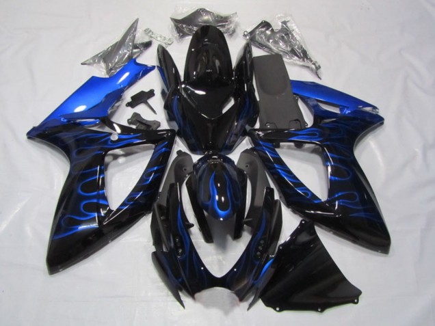 2006-2007 Glossy Black Blue Flame Suzuki GSXR 750 Motorcycle Fairings Australia