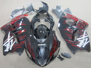 1996-2007 Black Red Flame Suzuki GSXR 1300 Hayabusa Motorcycle Fairings Australia