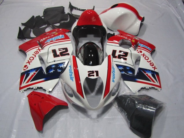 1996-2007 White Red Blue Xerox 21 Suzuki GSXR 1300 Hayabusa Motorcycle Fairings Australia