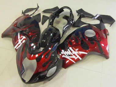 1996-2007 Glossy Black Red Flame Suzuki GSXR 1300 Hayabusa Motorcycle Fairings Australia