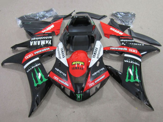 2002-2003 Red Glossy Black White Green Motul Monster Yamaha YZF R1 Motorcycle Fairings Australia