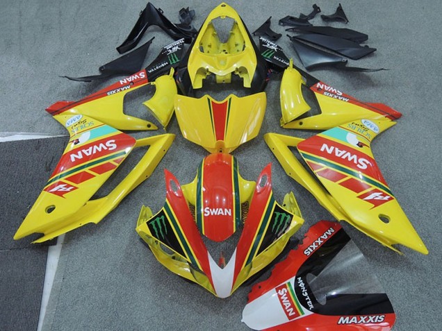 2007-2008 Yellow Red Black White Swan Yamaha YZF R1 Motorcycle Fairings Australia