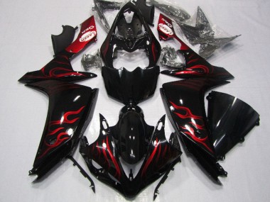 2007-2008 Glossy Black Red Flame Yamaha YZF R1 Motorcycle Fairing Australia