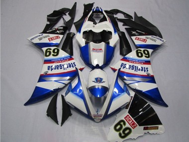 2009-2011 White Blue Black Sterilgarda SCALZ 69 Yamaha YZF R1 Motorcycle Fairings Australia