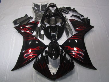 2009-2011 Glossy Black Red Flame Yamaha YZF R1 Motorcycle Fairing Australia
