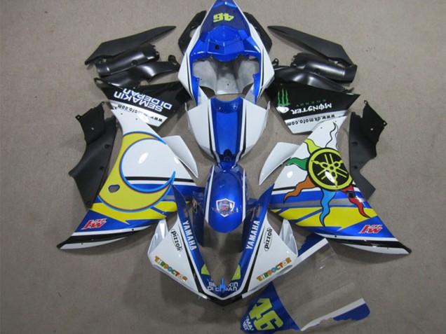 2012-2014 White Blue Yellow Black Pizzoli Semakin Didepan Monster Yamaha YZF R1 Motorcycle Fairings Australia