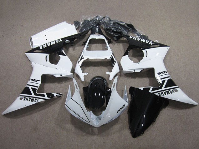 2003-2004 White Glossy Black Yamaha YZF R6 Motorcycle Fairings Kits Australia