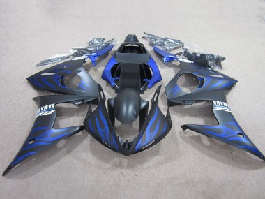 2003-2004 Matte Black Blue Flame Yamaha YZF R6 Motorcycle Fairings Australia