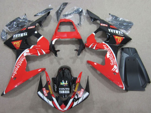 2003-2004 Red White Glossy Black Santander Fimer Volvo Yamaha YZF R6 Motorcycle Fairings Australia