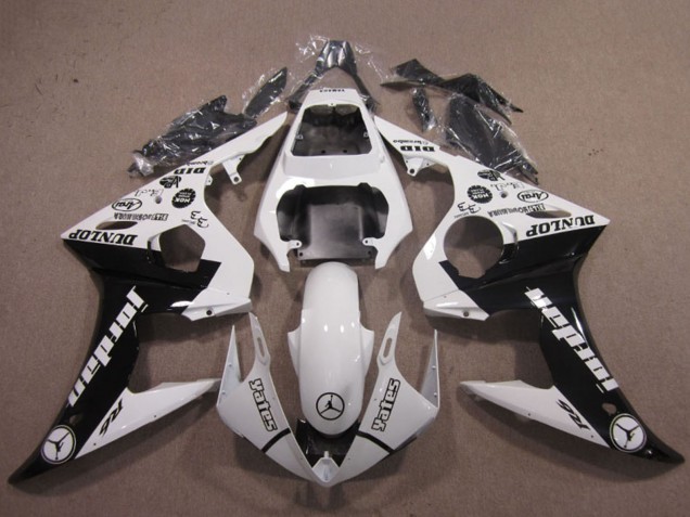 2003-2004 White Glossy Black Jordan Dunlop Yamaha YZF R6 Motorcycle Fairings Australia
