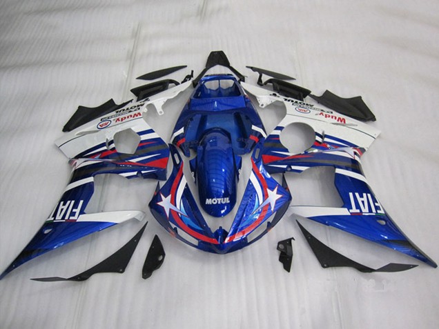 2003-2004 White Blue Red Motul Fiat Yamaha YZF R6 Motorcycle Fairings Australia