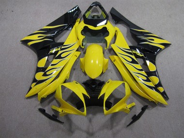 2006-2007 Yellow Black Flame Yamaha YZF R6 Motorcycle Fairings Australia