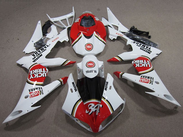 2008-2016 White Red Lucky Strike Yamaha YZF R6 Motorcycle Fairings Australia