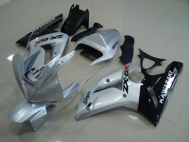2003-2004 Silver Black Kawasaki Ninja ZX6R Motorcycle Fairings Australia