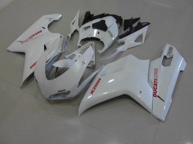 2007-2012 Pearl White with Red Decals Ducati 848 1098 1198 Motorcycle Fairings Australia