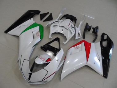 2007-2012 Peral White with Italy Flag Ducati 848 1098 1198 Motorcycle Fairings Australia