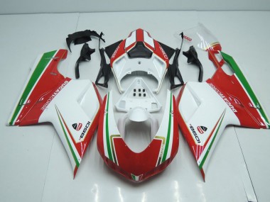 2007-2012 White and Red with Green Stripe Ducati 848 1098 1198 Motorcycle Fairings Australia