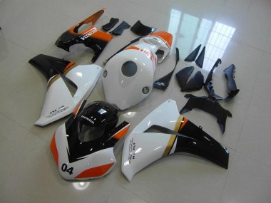 2008-2011 White and Black and Orange Race Honda CBR1000RR Motorcycle Fairings Australia