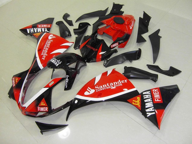 2012-2014 Red Black Santander Yamaha YZF R1 Motorcycle Fairings Australia